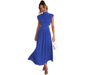 Vestido de mujer dulce moda calle verano y otoño casual stand collar macaron off-waisted vestido largo