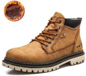 Zapatos informales para hombre, botas de cuero retro, calientes, resistentes al desgaste, botas de los hombres cómodos, botas de moda con cordones, Otoño e invierno