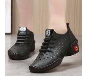 Zapatos de baile de cara blanda con suela de tendón de res de tacón grueso de primavera y otoño para mujer