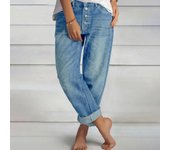 Women Slim Denim Jeans Ladies Casual Loose Straight Pants Wide Leg Full Length Jeans Trousers