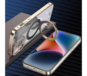 New Metal Magnetic Snap Lock For Magsafe Wireless Charging Case For iPhone 14 13 12 11 Pro Max Front Glass+Frosted PC Back Cover