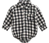 -Ropa de Algodón de Manga Larga para Recién nacidos, Niños, Monos, Fashion, Cuadrícula