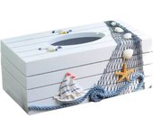 Mediterranean Style Marine Series Tissue Box Cover Paper Towel Box Home Decoration Toilet Paper Holder Wooden Tissue Box