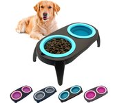 Comedero Perro Elevado con Bebedero Antisalpicaduras Perro. Comedero Perro Antivoracidad Desmontable