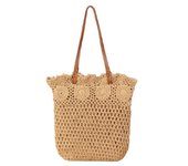 Large capacity commuter bag Spring/Summer one-shoulder cotton rope woven Tote bag Seaside holiday beach bag