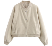 2024 Women Jacket Cropped Bomber Jackets For Women Beige Black Tweed Jacket Woman Fashion Long Sleeve New In Short Coats