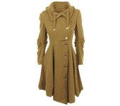 Women's Woolen Coat Hooded Slim Coat Double-breasted Long Trench Coat Autumn and Winter