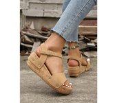 Sandalias de tacón de cuña para mujer, zapatos de moda de verano