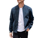 2025 Autumn New Men's Leede Chaqueta para hombres retro color sólido con cremallera de manga larga chaqueta de hombres casuales