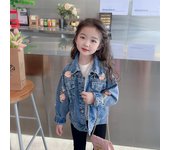2-12 Years Girls Denim Jacket, New Fashion Baby Kids Jean Coats For Girls, Cute Lace Bow Design Children Outerwear Clothing