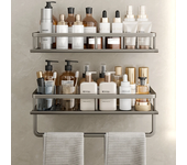 Bathroom Accessories Shelf Organizer 30-50CM Shower Storage Rack Gray Wall Mounted Space Aluminum Toilet Shampoo Holder Shelves
