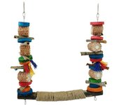 Durable Bite resistant Wood Colorful Wear resistant Rope Parrot Climbing Ladder Parakeet Chew Toy Bird Swing Parrot Cage Toy