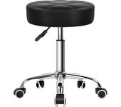 KKTONER Taburete Giratorio Taburete de Bar Taburete de Trabajo Regulable en Altura 51-67cm Giratorio de imitación de Cuero Negro