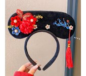 Flower Chinese Style Headwear Velvet Bow Tassel Ancient Style Gege Headband Lion Dance Princess Hair Hoop Hanfu Headwear Women