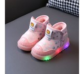Iluminación botas de nieve de 1-6 años de edad de lana zapatos de algodón engrosado suelas suaves zapatos de niño marea