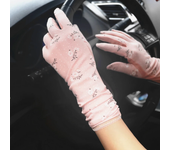 Guantes de algodón para mujer, manoplas de media longitud, estampado negro, para ciclismo, pantalla táctil fina, conducción de coche, novedad de 2024
