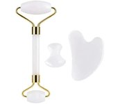 Fashion 2/3/4Pcs Natural Rose Quartz Obsidian Jade Roller Gua Sha Stone Set Gouache Scraper Facial Lifting Anti-Wrinkle Skin Care Tools