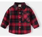 27yearold children's casual cotton collar checkered shirt top