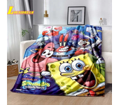 Go-SpongeBob Cartoon Printed Blanket Soft and Comfortable Flannel Throw Blanket Home Bed Sofa Children's Cute Birthday Gift