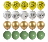 20Pcs Jungle Animal Theme Retro Green Gold White Latex Balloons Wedding Baby Shower Birthday Party Decoration Supplies