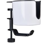 Nonslip 2 In 1 Desk Cup Holder 360-Degree Rotation Clip On Design Under Table Headset Hook Easy Installation Universal Fit
