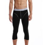 3/4 Leggings Men Compression Pants Running Gym Tights Fitness Leggins Sportswear Shorts High Elastic Breathable Sport Long John