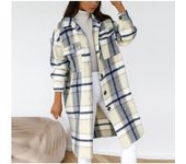 Long loose checkered jacket for women, shirt with flap, , new