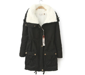 Winter coat, cotton jacket, medium length, thin waist, scarf jacket, thick women's coat
