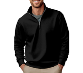 Men's autumn winter wool zipper and half collar casual solid color loose sportswear, men's streetwear