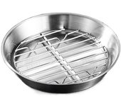 304 Stainless Steel Air Fryer Baking Tray Non-stick Food-Grade Air Fry Basket Elevated Mesh Heat-resistant Circular Drain Pan