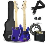 Pack de guitarra eléctrica de tamaño 1/4 para niños principiantes , amplificador portátil de 5 W, cable, funda de transporte, púas y correa