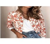 Chaqueta Bomber informal con estampado Floral de talla grande, abrigo elegante con cremallera, ropa de oficina ajustada