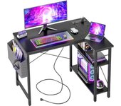 Esquina Ordenador - 100x70 cm Mesa en Forma L, Estantes de Almacenamiento, Esquina Reversible, Gaming Escritorio Mesa Gamer Desk para Estudio Trabajo Oficina Dormitorio Hogar
