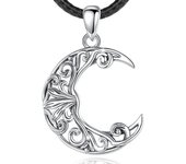 Eudora 925 Sterling Silver Vintage Moon Necklace for Women Man Tree Vine Knot Moon Amulet Pendant Personality Jewelry Party Gift