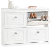 Zapatero Entrada Recibidor con 4 Puertas, Armario Estrecho Mueble Dormitorio Pasillo Salón, Organizador para Zapatos Gris 105 x 24 x 83 cm FSR79-HG ES