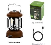 Lampara LED recargable camping Retro Portátil multifunción viajar carpa Faroles jardin exterior