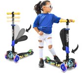 Patinete, Scooter para niños, 2 años en adelante, Asiento abatible, Altura Ajustable, Monopatin 2 en 1, Luces Intermitentes