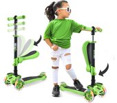 Patinete, Scooter para niños, 2 años en adelante, Asiento abatible, Altura Ajustable, Monopatin 2 en 1, Luces Intermitentes