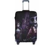 Anime Corpse Bride Suitcase Cover Elastic Travel Luggage Protector With Concealed Zipper Washable Personalized Suitcase Covers Fits 18-32 Inch Luggage