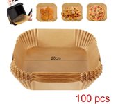 New Air Fryer Disposable Baking Paper Liner Form Tray With Handle 20cm Kitchen Square Grill Parchment Paper Airfryer Accessories