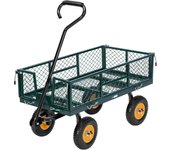 jardín con Laterales Desmontables, Carretilla de Mano hasta 400kg con Ruedas neumáticas de 4” Carro de Transporte con manija giratoria de 180° para jardín, Camping, Festival