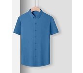 New solid color casual business short sleeved shirt, suitable for comfortable free and wrinkle resistant men of all seasons,