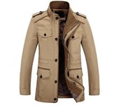 Gabardina de algodón lavado para hombre, chaqueta informal, rompevientos, longitud media, otoño, invierno
