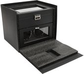 Enrollador de reloj automático doble 2+8 con caja, con bandeja organizadora de joyas, luz LED, almohada de reloj ajustable