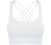 SHINBENE Strappy Cross Strap Gym Fitness Bras Women Push Up Padded Yoga Sports Bras Workout Tops Wireless Athletic Brassiere