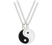 New 2Pcs Tai Chi Yin Yang Eight Trigrams Pendant Necklaces Set for Couple Silver Color Chain Matching Lover Choker Collar Gift