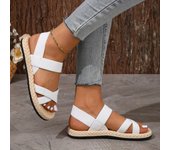 Women's Cross Strap Sandals, Casual Solid Color Slip On Ankle Strap Flat Shoes, Minimalist & Lightweight Outdoor Shoes