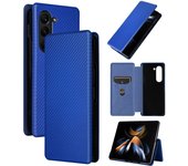 Carbon Fiber For Samsung Galaxy Z Fold 5 Case Flip Book Stand Card Protection Wallet Leather Cover