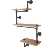 3 Layers Floating Shelf Industrial Pipe Shelf Wall Shelf Solid Wood Shelf Pipe Shelf Metal Storage Shelves Vintage Shelves