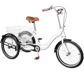 Triciclo de 20 pulgadas para adultos, bicicleta de 3 ruedas con cesta de la compra y timbre, bicicleta de carga, para recreación